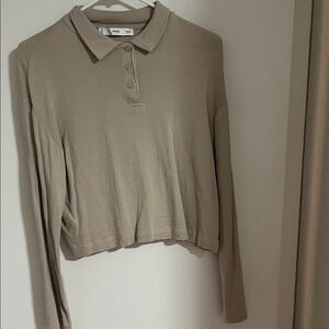 Mango Beige Button Down Women's Shirt